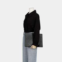 Bottega Veneta  Intrecciato Leather Half Zipper Pouch