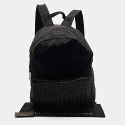 Bottega Veneta Black Intrecciato Leather and Nylon Foldable Backpack