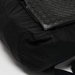 Bottega Veneta Black Intrecciato Leather and Nylon Foldable Backpack