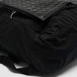 Bottega Veneta Black Intrecciato Leather and Nylon Foldable Backpack