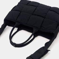 Bottega Veneta Black Fabric Padding Tech Arco Handbag
