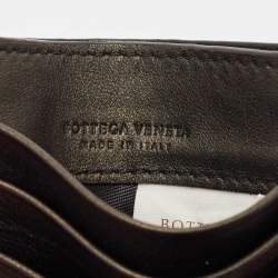 Bottega Veneta Metallic Intrecciato Leather Card Holder