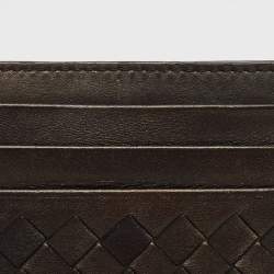 Bottega Veneta Metallic Intrecciato Leather Card Holder