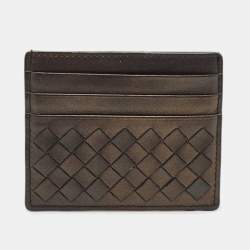 Bottega Veneta Metallic Intrecciato Leather Card Holder