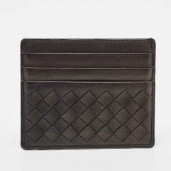 Bottega Veneta Metallic Intrecciato Leather Card Holder