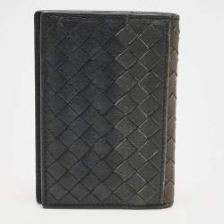 Bottega Veneta Ombre Black Intrecciato Leather Bifold Wallet