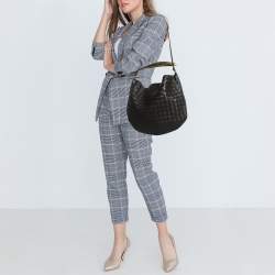 Pre Owned Bottega Veneta Choco Brown Intrecciato Leather Medium Sardine Hobo