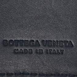 Bottega Veneta Navy Blue Intrecciato Leather Money Clip Bifold Wallet