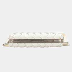 Bottega Veneta White Leather Intrecciato Case Crossbody Bag