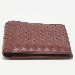 Bottega Veneta Burgundy Intrecciato Leather Bifold Wallet
