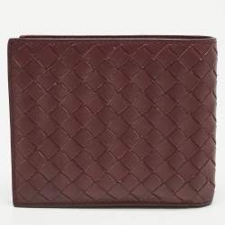 Bottega Veneta Burgundy Intrecciato Leather Bifold Wallet