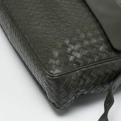 Bottega Veneta Green Intrecciato Leather Double Pocket Messenger Bag