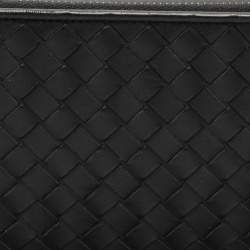 Bottega Veneta Black Intrecciato Leather Double Zip Wristlet Pouch