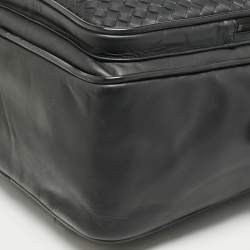 Bottega Veneta Black Intrecciato Leather Carry On Briefcase