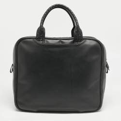 Bottega Veneta Black Intrecciato Leather Carry On Briefcase