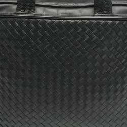 Bottega Veneta Black Intrecciato Leather Carry On Briefcase