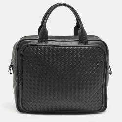 Bottega Veneta Black Intrecciato Leather Carry On Briefcase
