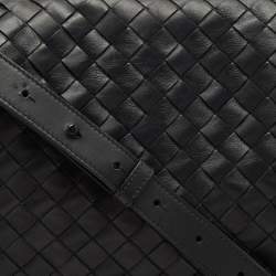 Bottega Veneta Black Intrecciato Leather Messenger Bag