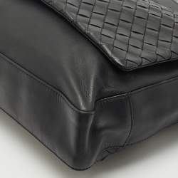 Bottega Veneta Black Intrecciato Leather Messenger Bag