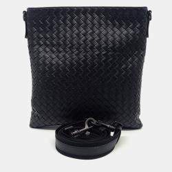 Bottega Veneta Black Leather Mesh Crossbody Bag