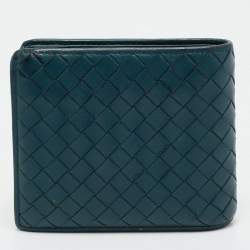 Bottega Veneta Blue/Red Intrecciato Leather Bifold Wallet