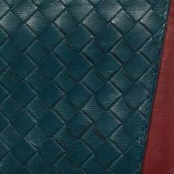 Bottega Veneta Blue/Red Intrecciato Leather Bifold Wallet