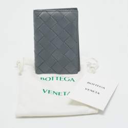 Bottega Veneta Grey Intrecciato Leather Card Holder