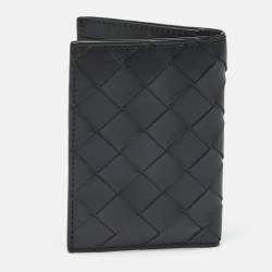 Pre Owned Bottega Veneta Black Intrecciato Leather Bifold Card Holder