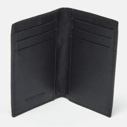 Pre Owned Bottega Veneta Black Intrecciato Leather Bifold Card Holder