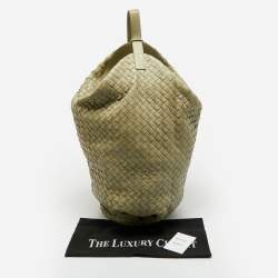 Pre Owned Bottega Veneta Green Intrecciato Leather Large Hop Bag