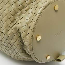 Pre Owned Bottega Veneta Green Intrecciato Leather Large Hop Bag