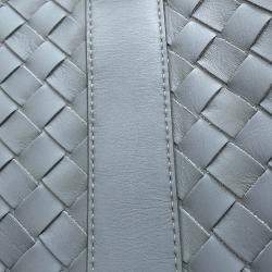 Pre Owned Bottega Veneta Intrecciato 2Way Business Bag Gray Leather