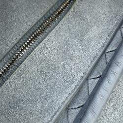 Pre Owned Bottega Veneta Intrecciato 2Way Business Bag Gray Leather