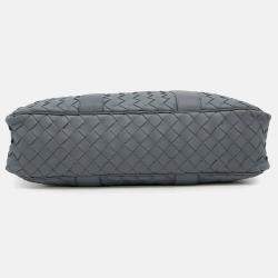 Pre Owned Bottega Veneta Intrecciato 2Way Business Bag Gray Leather