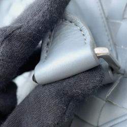 Pre Owned Bottega Veneta Intrecciato 2Way Business Bag Gray Leather