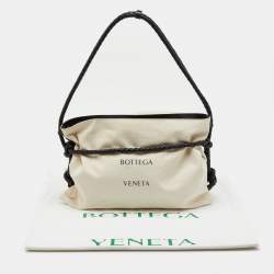 Pre Owned Bottega Veneta Beige/Black Canvas and Leather Quadronno Bag