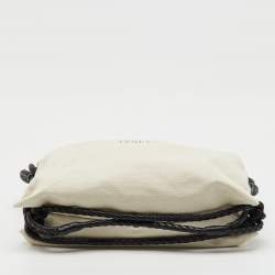 Pre Owned Bottega Veneta Beige/Black Canvas and Leather Quadronno Bag