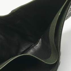 Pre Owned Bottega Veneta Dark Green Intrecciato Leather Bifold Wallet