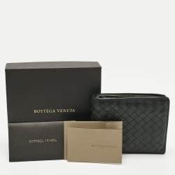 Pre Owned Bottega Veneta Dark Green Intrecciato Leather Bifold Wallet