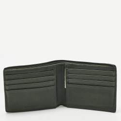 Pre Owned Bottega Veneta Dark Green Intrecciato Leather Bifold Wallet