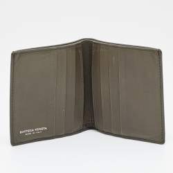 Pre Owned Bottega Veneta Olive Green Intrecciato Leather Bifold Wallet