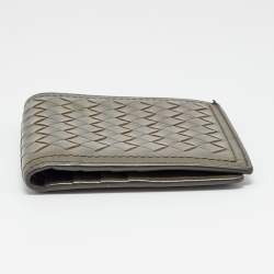 Pre Owned Bottega Veneta Olive Green Intrecciato Leather Bifold Wallet