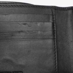 Pre Owned Bottega Veneta Black Leather Intrecciato Bifold Wallet
