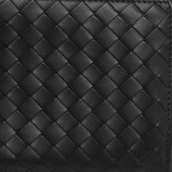 Pre Owned Bottega Veneta Black Leather Intrecciato Bifold Wallet