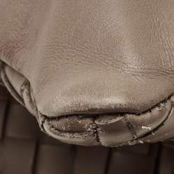 Pre Owned Bottega Veneta Dark Beige Leather Messenger Bag