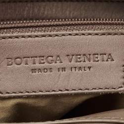 Pre Owned Bottega Veneta Dark Beige Leather Messenger Bag