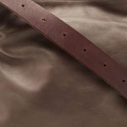 Pre Owned Bottega Veneta Dark Beige Leather Messenger Bag