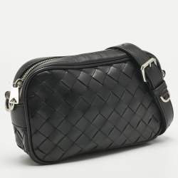 Pre Owned حقيبة كاميرا بوتيغا فينيتا جلد إنتريشياتو سوداء كروس بودي