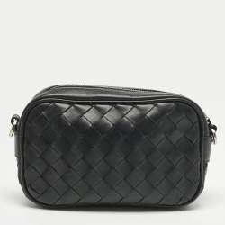 Pre Owned حقيبة كاميرا بوتيغا فينيتا جلد إنتريشياتو سوداء كروس بودي