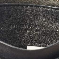 Pre Owned Bottega Veneta Black Intrecciato Leather Zip Card Holder